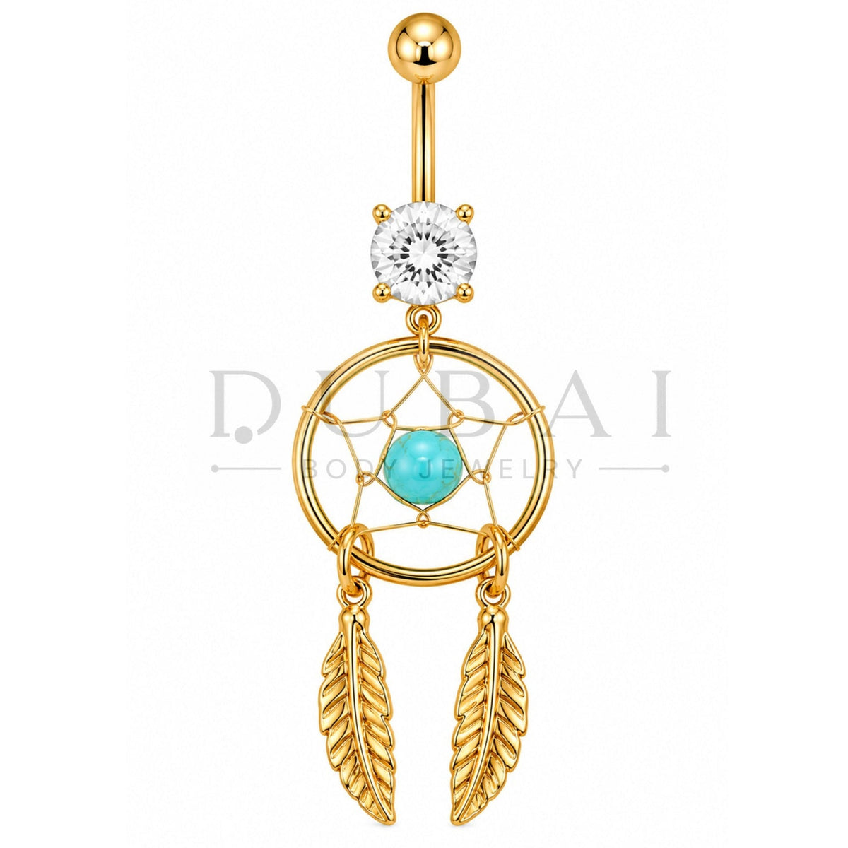 Steel 316L Externally Belly Button Bananabell with Dream Catcher Dangle Design