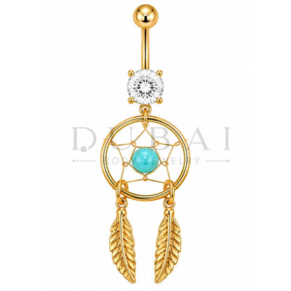Steel 316L Externally Belly Button Bananabell with Dream Catcher Dangle Design