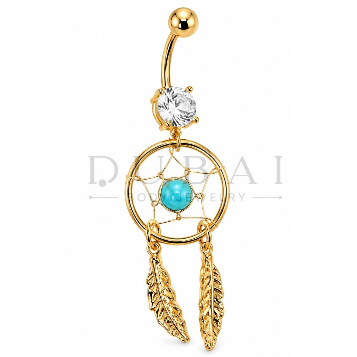 Steel 316L Externally Belly Button Bananabell with Dream Catcher Dangle Design